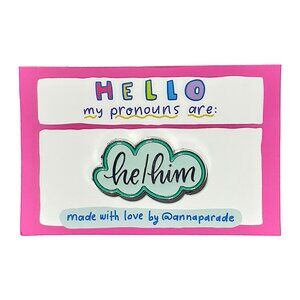 🌈 He/Him Pronoun Enamel Pin – LGBTQ+ Pride Pin by @annaparade 🏳️🌈